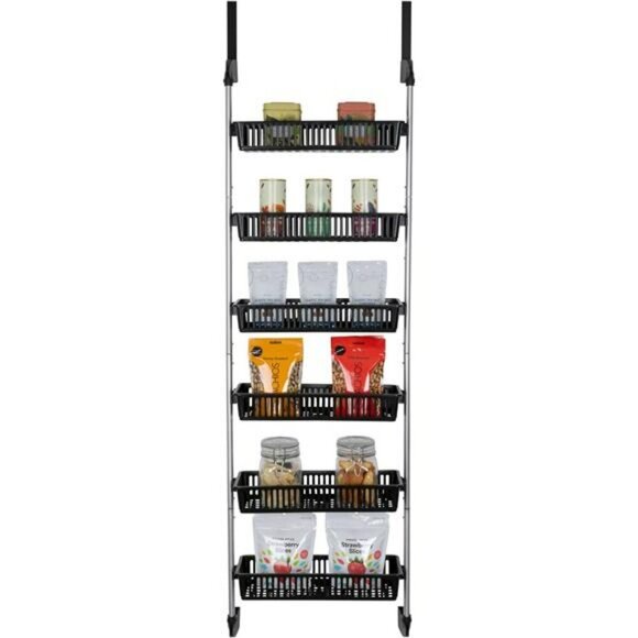Over the Door Organizer Rack Storage Shelf Pantry Bathroom Closet with Baskets - Picture 1 of 7
